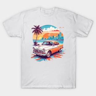 Miami Street Ride: Retro Car Vector Tee T-Shirt